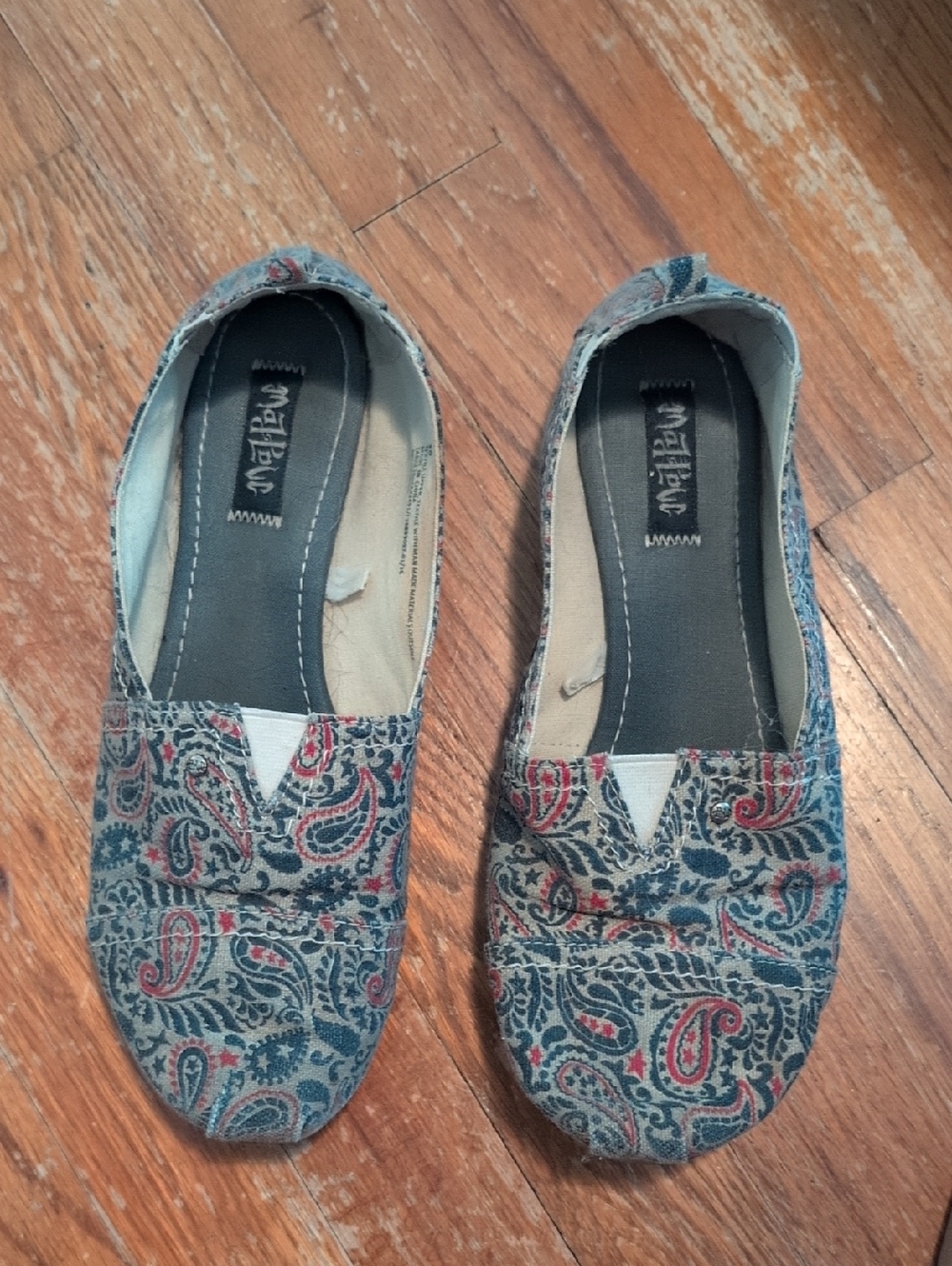 Malibu Paisley Slip-On Flats in Blue and Red